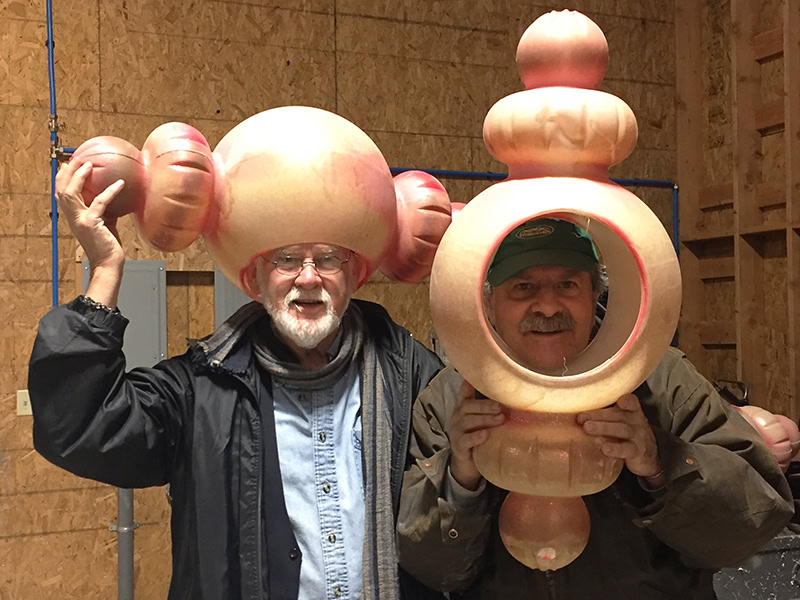 Les LePere and Bob Ebendorf were best friends during his last years, talking almost every day. Here they are in the neighbor’s barn, goofing around with some large holiday decorations, photo courtesy of Autumn Brown