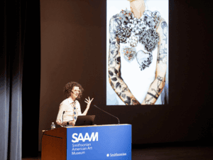 Master of the Medium awardee Lola Brooks giving her talk at the award ceremony, photo drawn from the James Renwick Alliance’s flickr photo stream