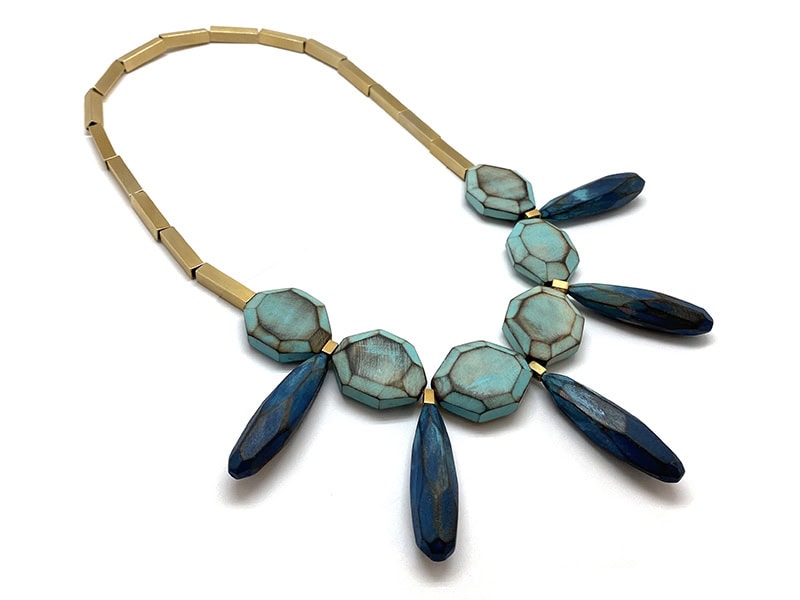Christina Zani, Necklace, in gold vermeil, wood, approximately 24 inches (610 mm) long, photo: Pistachios