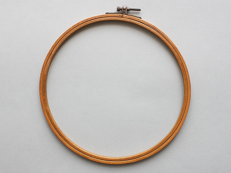 Manuel Castro Caldas, Untitled, 2004, link from A Chain for Tereza in wooden embroidery hoop (readymade), 7 ⅞ inches (200 mm) in diameter, collection of Tereza Seabra, photo: Pedro Sequeira