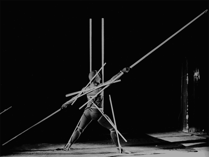 Stäbetanz (Stick Dance), c. 1927, choreography and costume by Oskar Schlemmer, Bauhaus Stage, photo: T. Lux (Theodor Lukus) Feininger
