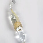 His pieces are speculative devices and prosthetic forms that disrupt monotony and blur the boundaries of heteronormativity, unfolding imaginary landscapes where pleasure and discomfort intertwine. ||| Luis Bravo Schulze, Tulipán, 2022, in glass, water, tulip, bottle cap, 26 x 9 x 5 cm, photo courtesy of the artist