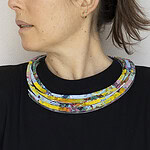 “Like a cross-section of life, each layer tells a story of change,” says the artist. “These transitions, embedded in both surface and core, preserve a fluid, intuitive process. The pieces are shaped by actions implied to the acrylic sheet—pulling, stretching, contracting.” ||| Raquel Bessudo, Tales of Transformation XXIX, 2024, in acrylic, paint, impasto, magnets, 21 x 21 x 0.5 cm, photo: Orly Bross