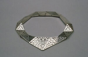 Tereza Seabra, Untitled, 1985, necklace in silver, c. 8 ¼ inches (210 mm) in diameter, private collection, photo: Manuel Silveira Ramos