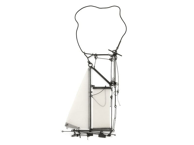 Doerthe Fuchs, Sailer, 2019, necklace in oxidized silver, Vivac (polypropylene), approximately 11 ¾ x 9 ⅞ x ⅜ inches (300 x 250 x 10 mm), photo: artist
