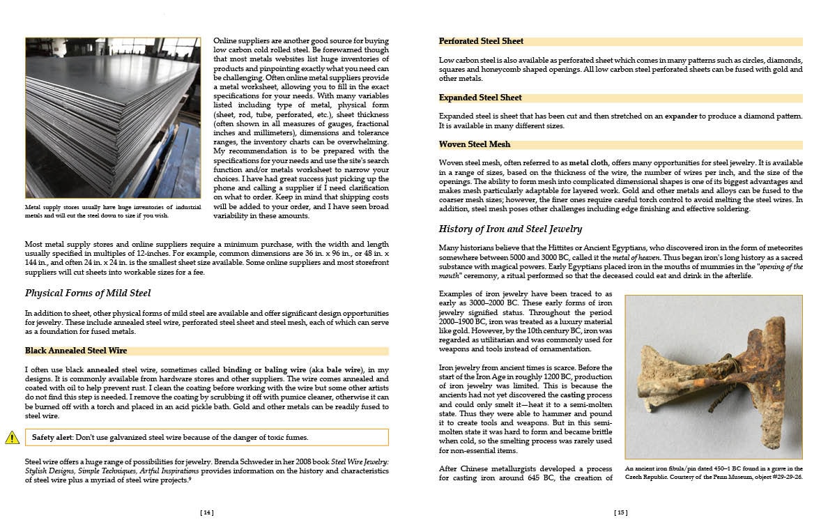 A spread from Creating Steel Jewelry, courtesy of Artisan Ideas, publisher