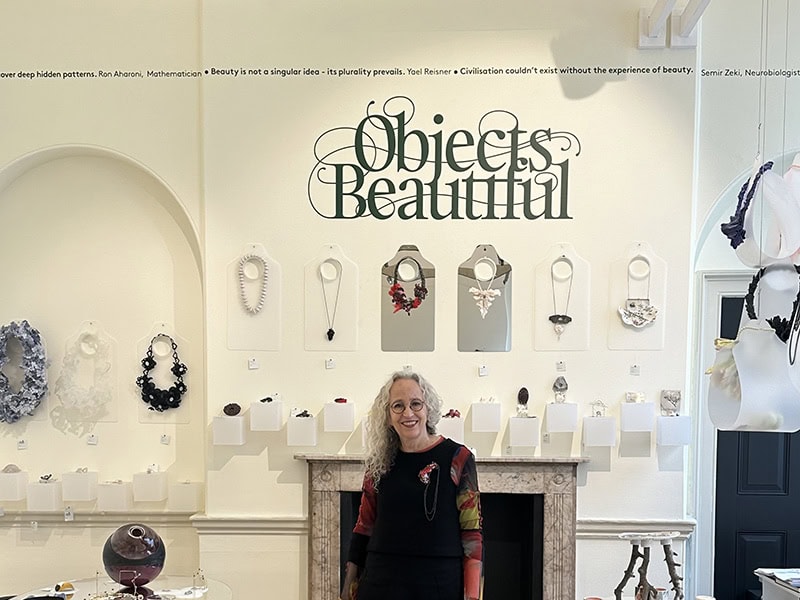 Yael Reisner in Object Beautiful’s booth at Collect 2024, photo courtesy of Yael Reisner