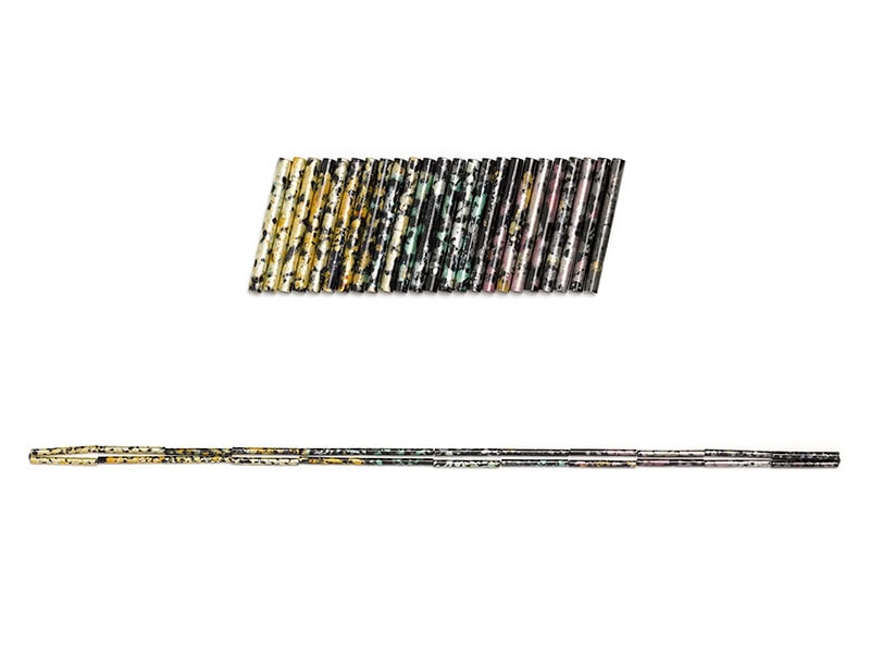 Karin Johansson, Passage, from the series Colors, 2024, necklace in silver tubes, enamel, gold, thread, 30 ¾ inches (780 mm) long, photo: elStudio