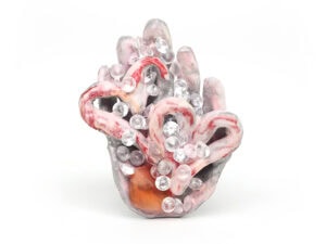Luca Àdie, Heart 2 Heart, 2025, ring in discarded aluminum, paint, binder, paint, zircon, diamonds, citrine, stones from Idar, photo: Mirei Takeuchi, edited by artist