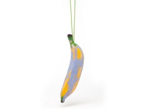Luca Àdie, Bananarama, 2025, pendant in wood, paint, cord, photo: Mirei Takeuchi, edited by artist