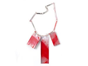 Luca Àdie, Abracadabra, 2022, neckpiece in discarded aluminum, sterling silver, paint, photo: Mirei Takeuchi, edited by artist