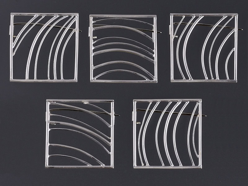 Nellie Peoples, Shell Detail, 2025, brooches in sterling silver, 1 x 1 inch (25 x 25 mm), photo: Michael Couper