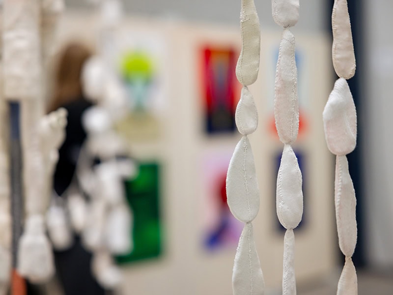 Celio Braga, Standard of Tears (detail), 2023, in porcelain, metal, wood, cloth, on view in The Body Collective’s stand at Dutch Design Week in Eindhoven, Netherlands, October 19–27, 2024, photo: Mitch van Schijndel