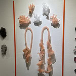 At center, works by AJF member Michele Fox on display in “Time, Such a Great Sculptor,”