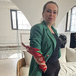 Ellina Pollitt won WAM!’s Luminary Award. Here, she wears one of her creations