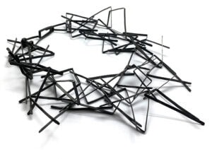 Biba Schutz, Black Angular Bundle Necklace, in oxidized sterling silver, approximately 16 inches (mm) long, photo courtesy of Pistachios