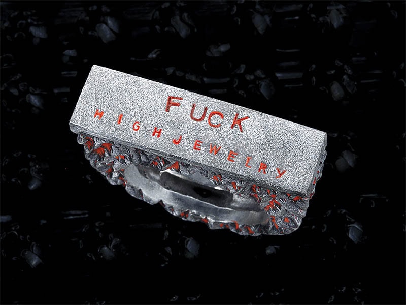 Nicolas Christol, Fuck High Jewelry, 2026, silver, paint, photo courtesy of Espace Borax