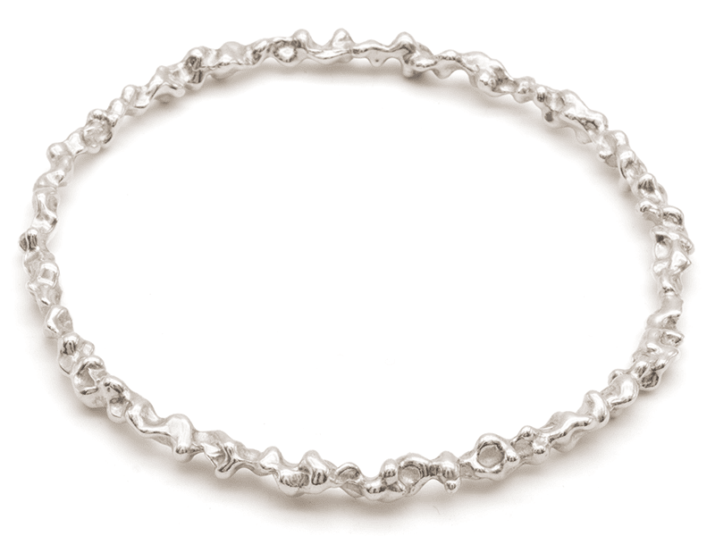 James Betts, Fluid Bangle, 2024, bracelet in sterling silver, 3 x 3 x ⅛ inches (76 x 76 x 3 mm), photo: J Diamond