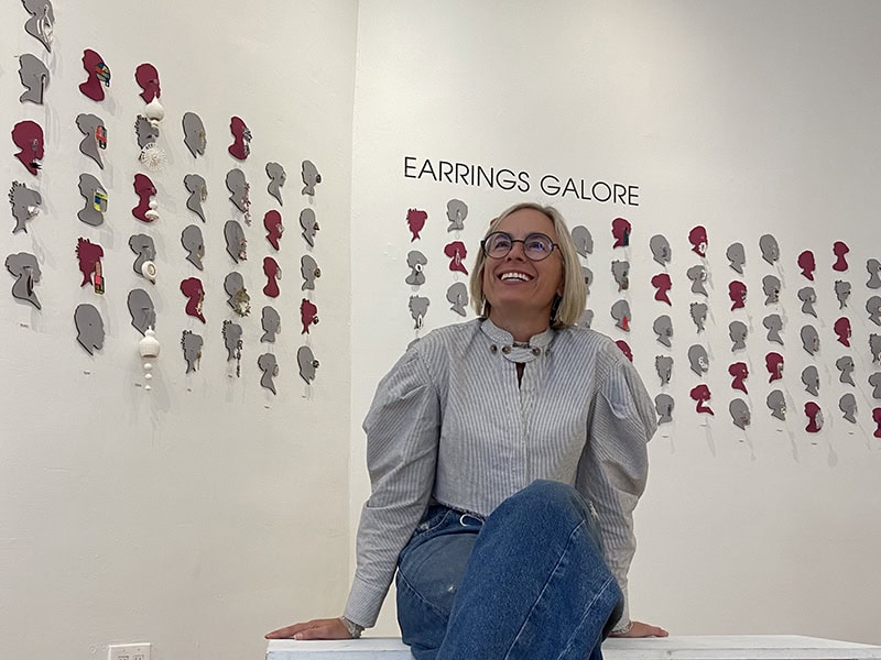 Heidi at NYCJW 2024 for Earrings Galore, photo: Kassadi Williams