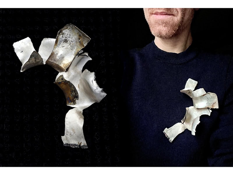 Nicolas Christol, CTS7290M, 2026, brooch in silver, gold pins, 7 ⅛ x 3 ⅛ inches (180 x 80 mm), photo: N. Christol