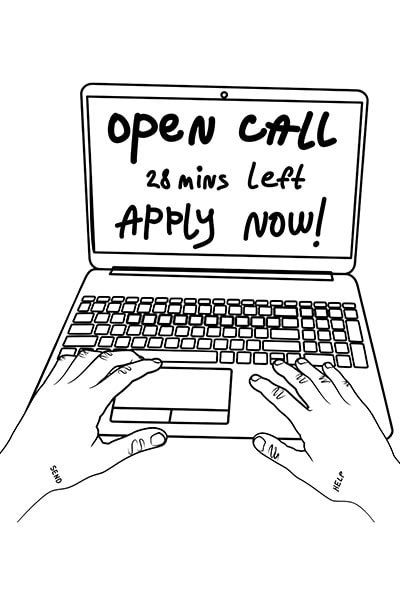 Into Niilo, What If I Fuck Up, 2026, drawing produced to illustrate this article on open calls, courtesy of the artist
