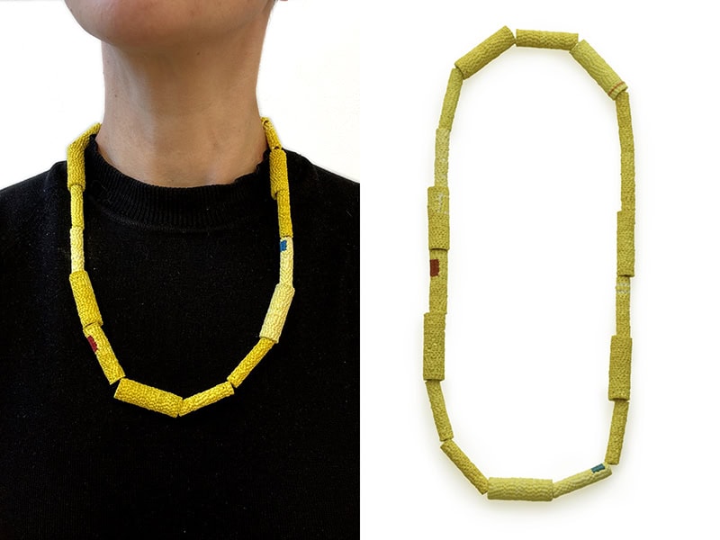 Karin Seufert, Necklace 539, 2026, in PVC, thread, 280 x 125 x 12 mm, photo: Karin Seufert/Four